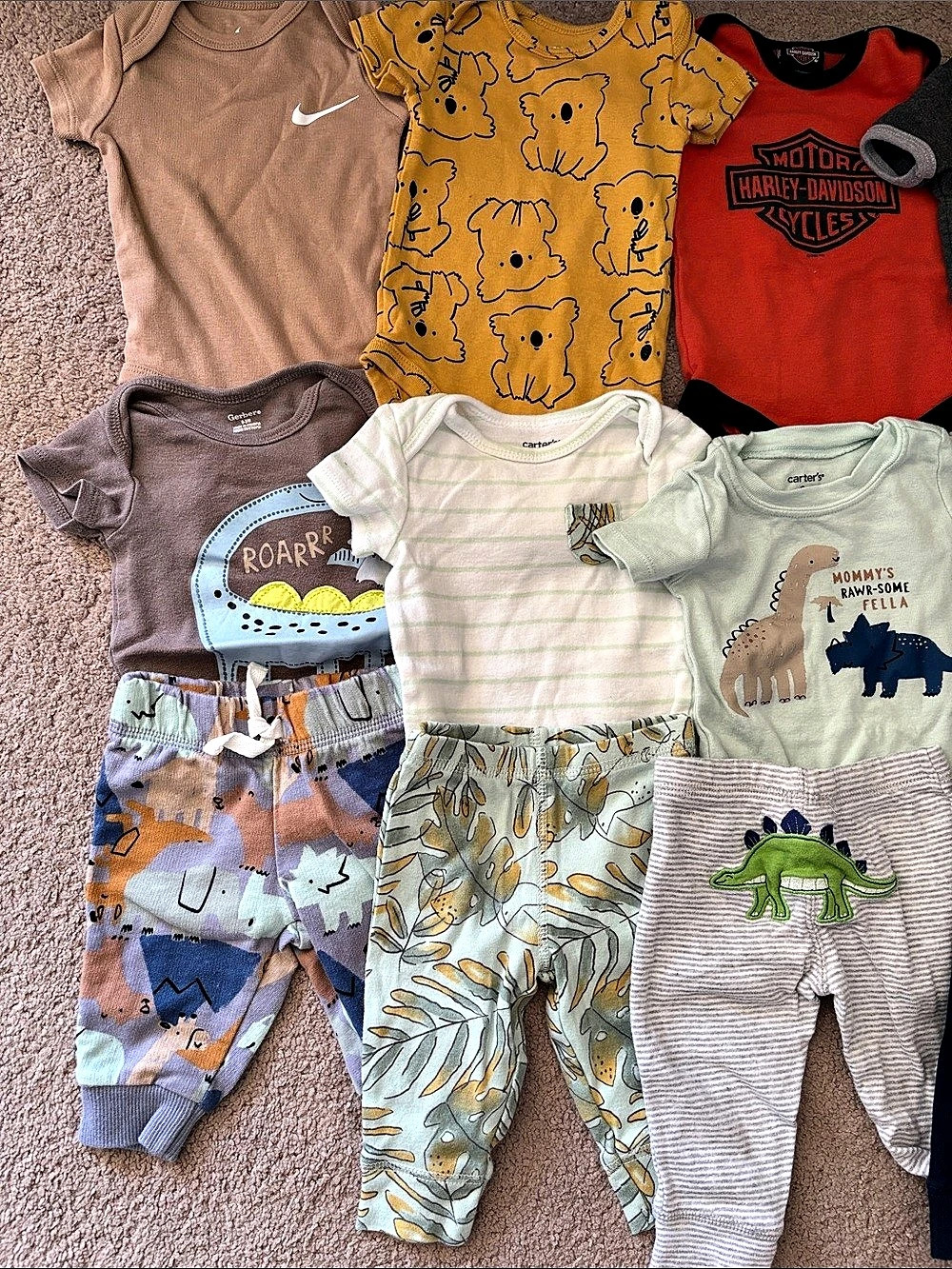 Baby Clothing Lot - Nike Harley Davidson Carters 0-3 m 15 items total